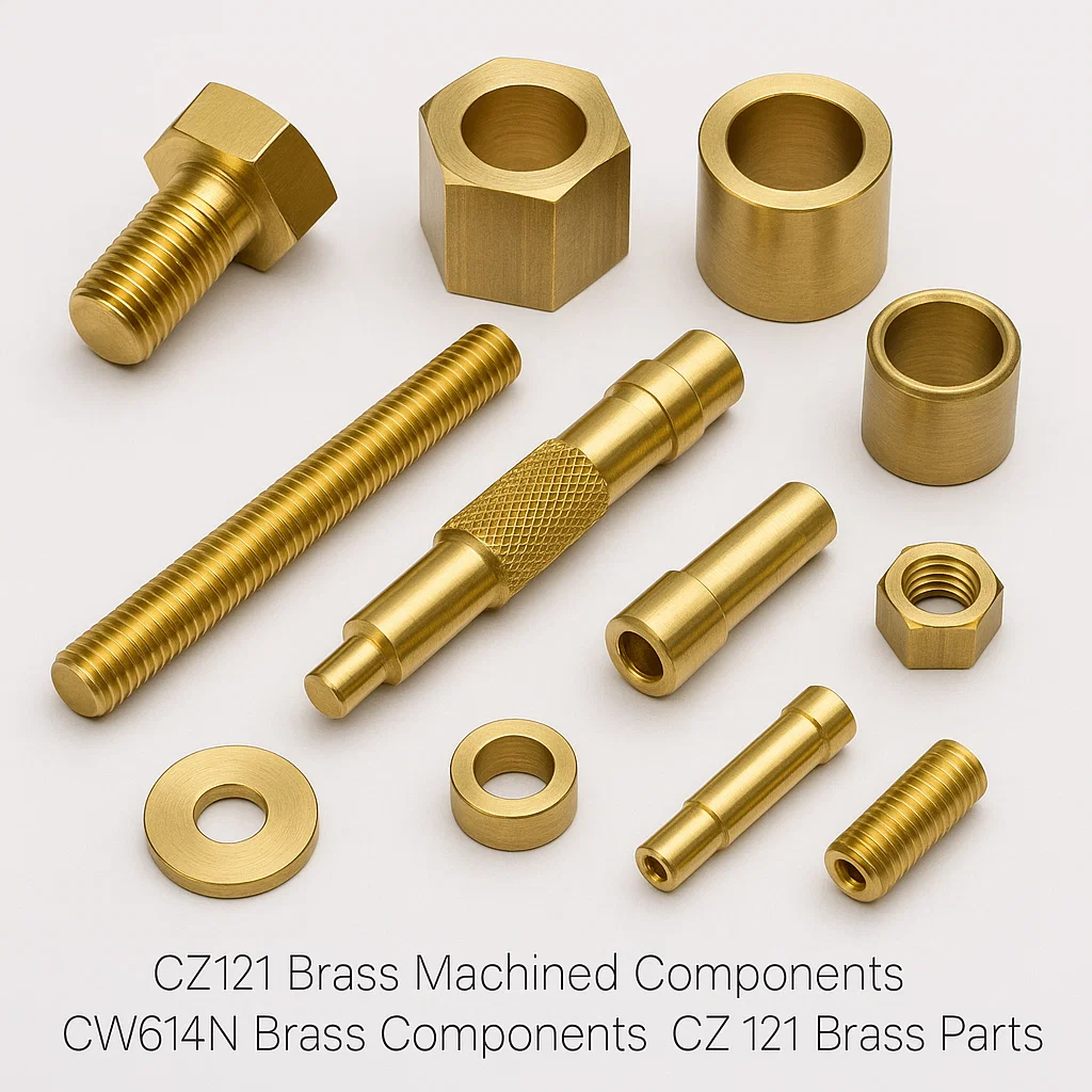 CZ 121 Brass machined components, CZ 121 Brass parts, CW614N brass cnc components
