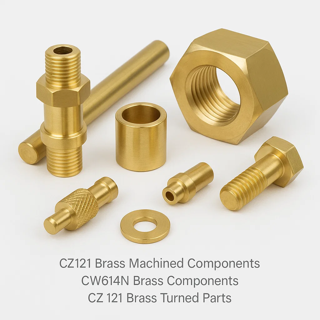 CZ 121 Brass parts, CNC Turned parts, Brass machined components, CZ 121 Brass parts, CW614N brass cnc components