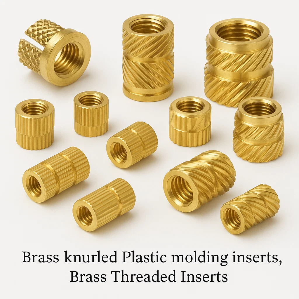 Brass Knurled plastic molding inserts , Brass Threaded inserts