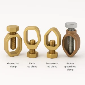 Brass and Copper earth rod clamps, Bronze ground rod clamps, Grounding connectors