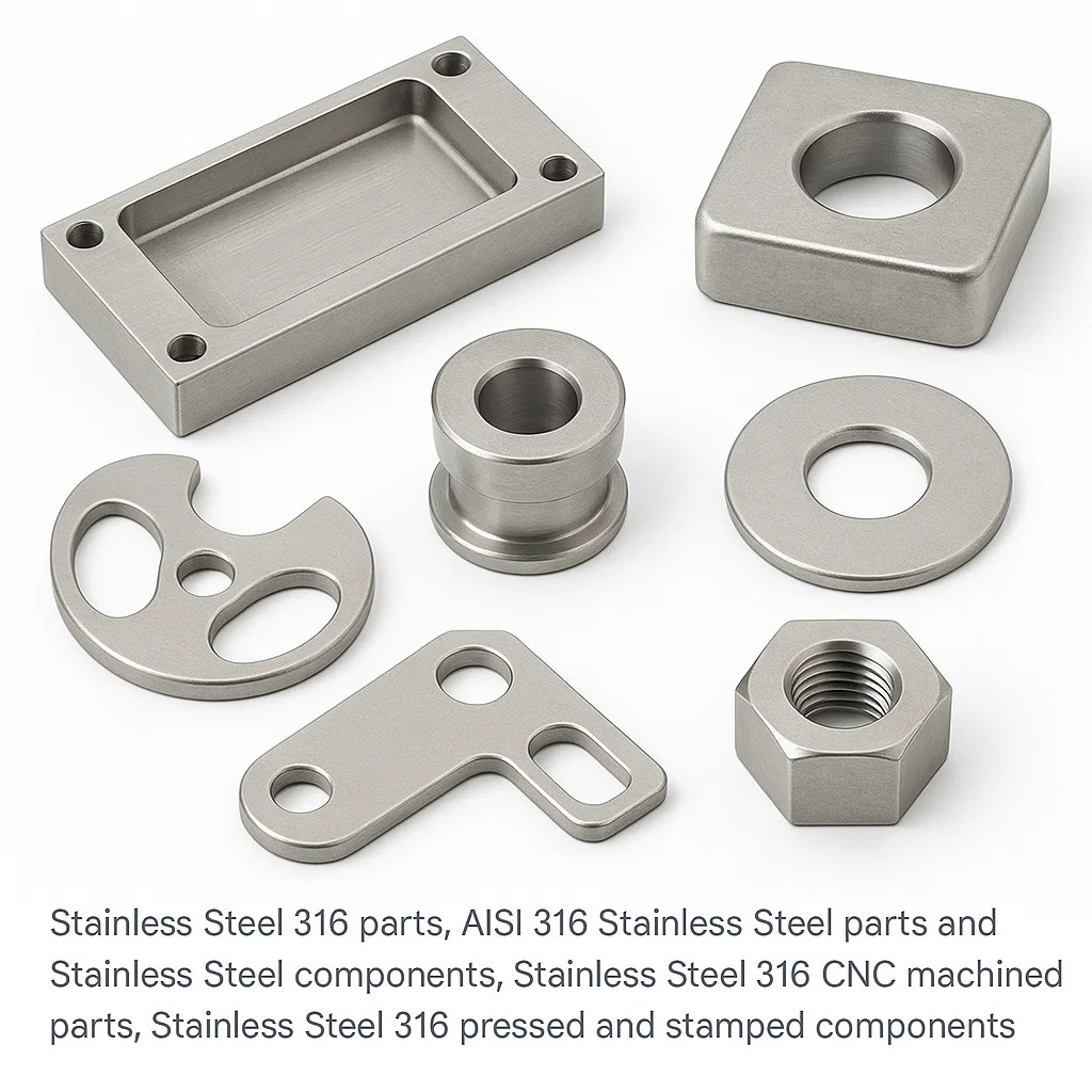 Stainless Steel 316 parts, AISI 316 Stainless Steel parts and Stainless Steel components, Stainless Steel 316 CNC machined parts, Stainless Steel 316 pressed and stamped components