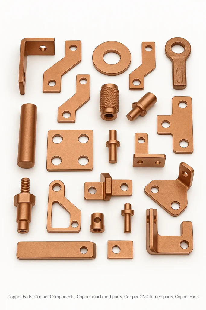 Copper CNC Parts, Copper Components , Copper machined parts, Copper CNC turned parts, Copper Forged Parts