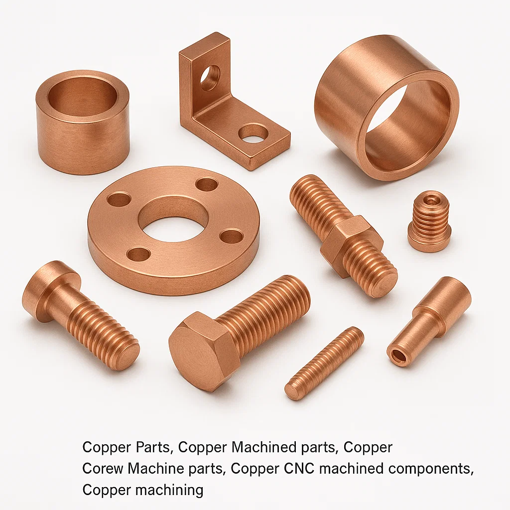 Copper Parts, Copper Machined parts, Copper Screw Machine parts, Copper CNC machined components, Copper machining