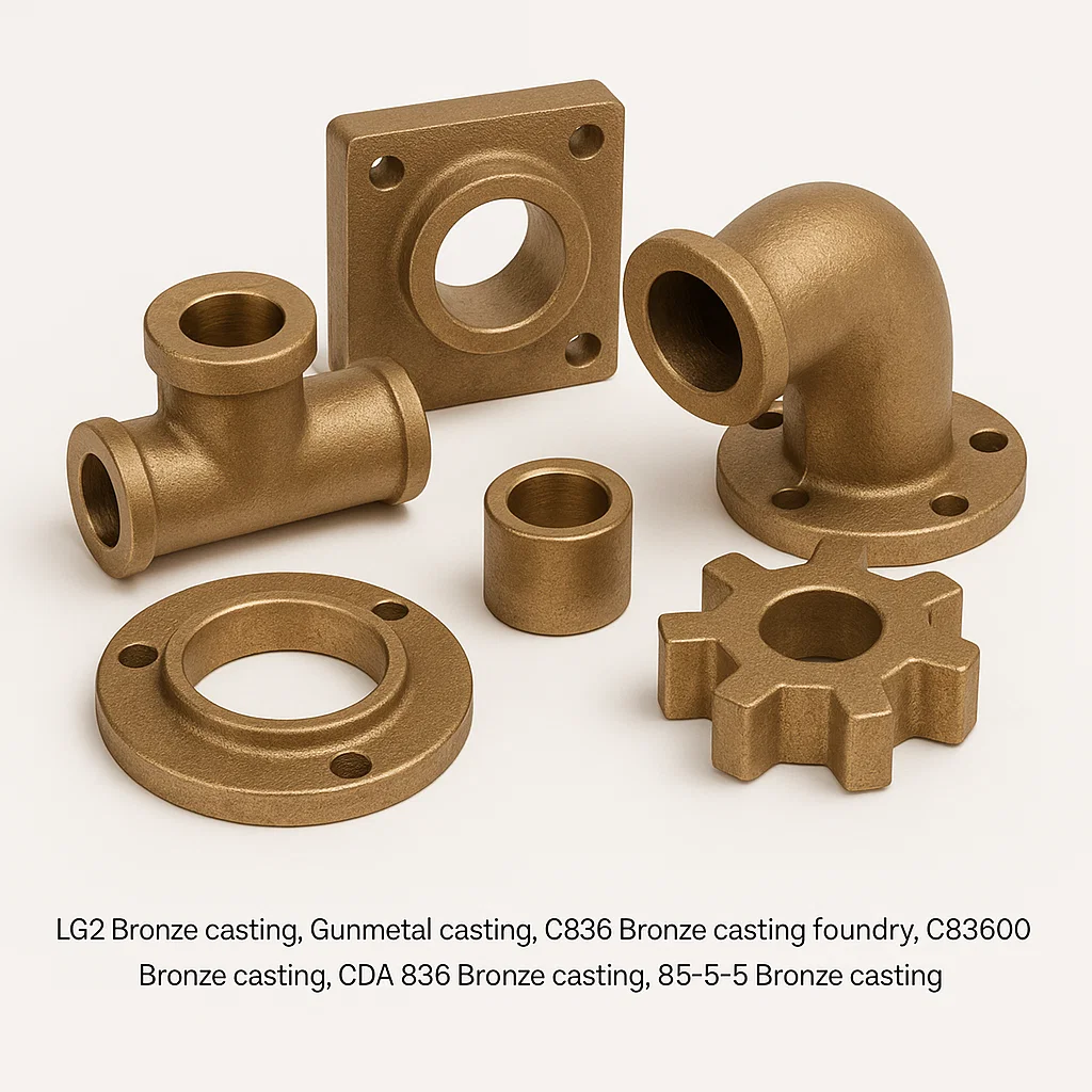 Gunmetal casting, C836 Bronze casting foundry, C83600 Bronze casting, CDA 836 Bronze casting, 85-5-5-5 Bronze casting, LG2 Bronze casting
