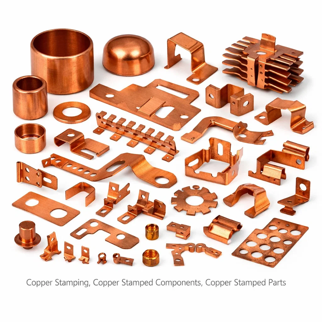 Copper Stamping, Copper Stamped parts, Copper stamped Components, Copper Pressed parts, Sheetmetal parts