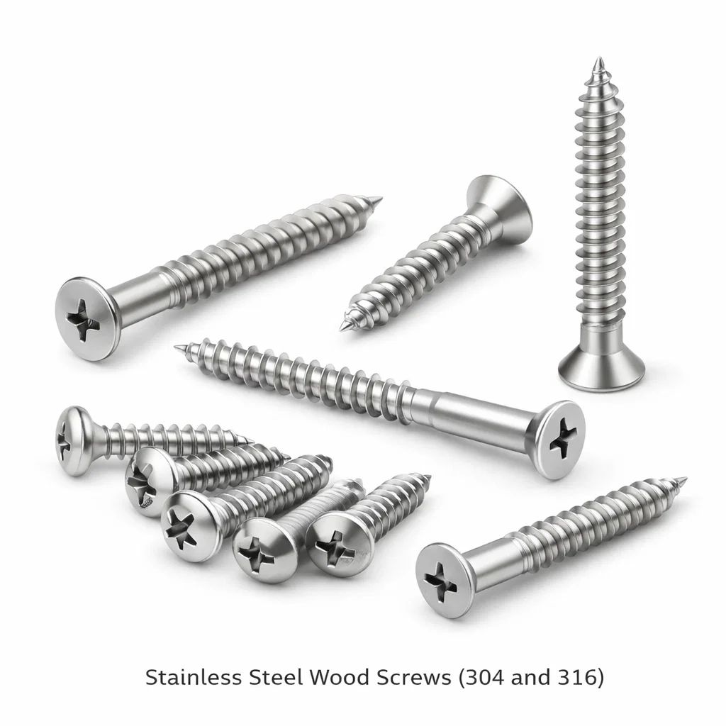 Stainless Steel Wood Screws (304 and 316)